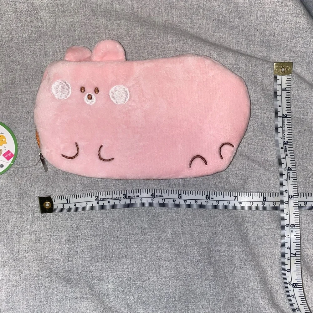 Pink bunny plush pencil case or pouch